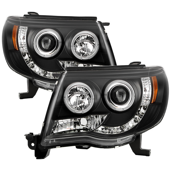 ( Spyder Signature ) Toyota Tacoma 05-11 Projector Headlights - LED Halo - LED ( Replaceable LEDs ) - Black - High H1 (Included) - Low H1 (Included)