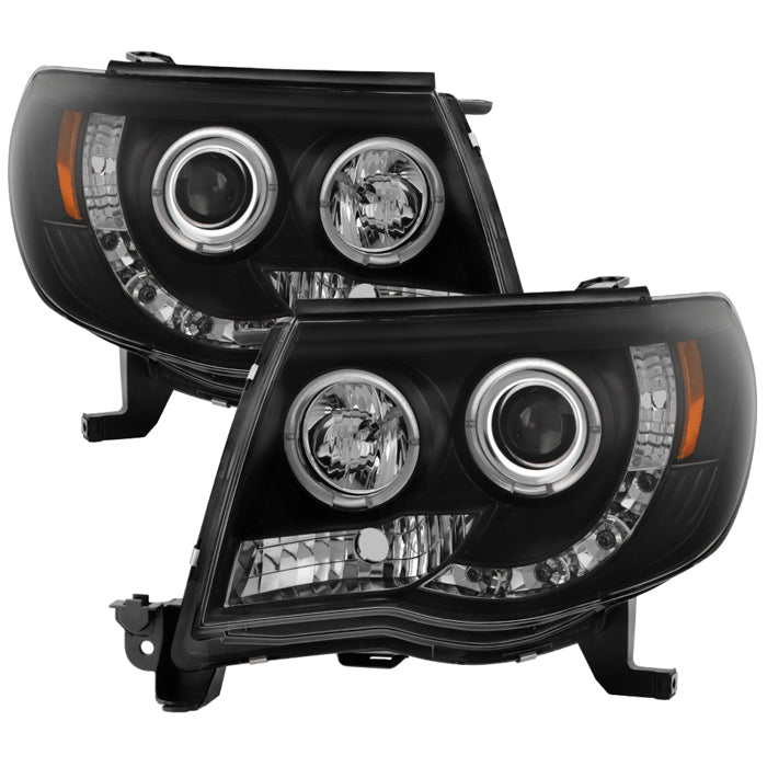 ( Spyder Signature ) Toyota Tacoma 05-11 Projector Headlights - LED Halo - LED ( Replaceable LEDs ) - Black Smoke - High H1 (Included) - Low H1 (Included)