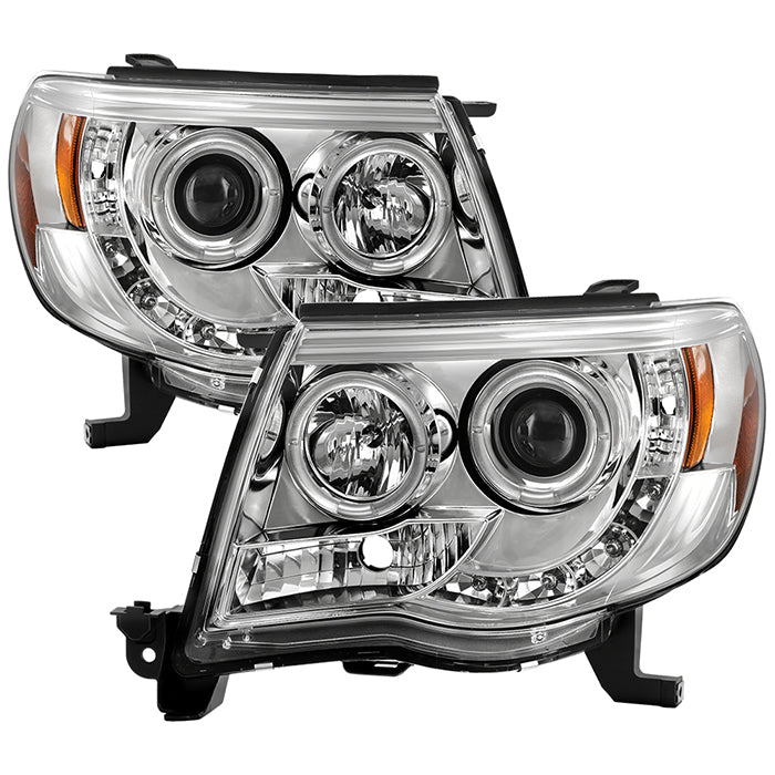 ( Spyder Signature ) Toyota Tacoma 05-11 Projector Headlights - LED Halo - LED ( Replaceable LEDs ) - Chrome - High H1 (Included) - Low H1 (Included)