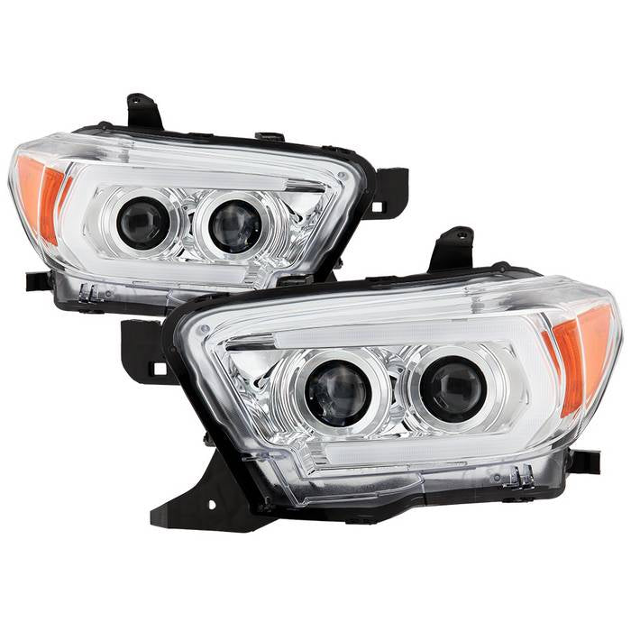 ( Spyder Signature ) Toyota Tacoma 2016-2022 (fits models with OE halogen without LED DRL) Projector Headlights - Sequential LED Turn Signal - Low Beam-H11(Not Included) ; High Beam-H9(Not Included) ; Signal-LED(Included) - Chrome