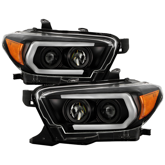 ( Spyder Signature ) Toyota Tacoma 2016-2022 (fits models with OE halogen with LED DRL) Projector Headlights - Sequential LED Turn Signal - Black