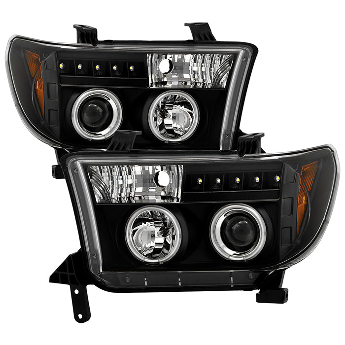 ( Spyder Signature ) Toyota Tundra 07-13 / Toyota Sequoia 08-13 Projector Headlights - Eliminates AFS function - CCFL Halo - LED ( Replaceable LEDs ) - Black - High H1 (Included) - Low H1 (Included)