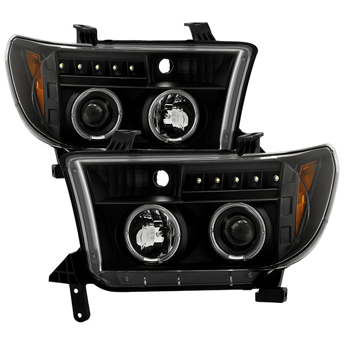 ( Spyder Signature ) Toyota Tundra 07-13 / Toyota Sequoia 08-13 Projector Headlights - Eliminates AFS function - LED Halo - LED ( Replaceable LEDs ) - All Black - High H1 (Included) - Low H1 (Included)