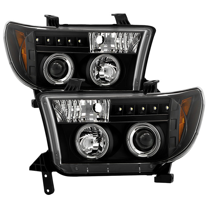 ( Spyder Signature ) Toyota Tundra 07-13 / Toyota Sequoia 08-13 Projector Headlights - Eliminates AFS function - LED Halo - LED ( Replaceable LEDs ) - Black - High H1 (Included) - Low H1 (Included)