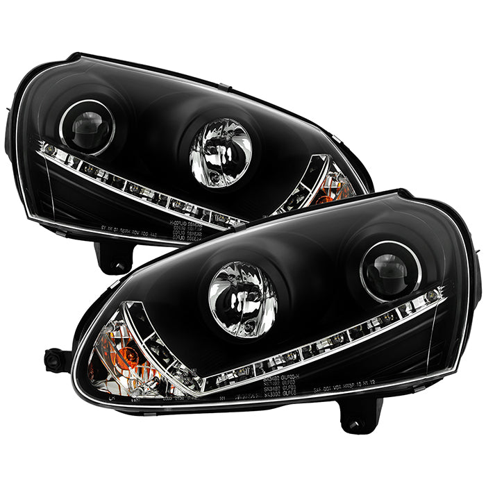 ( Spyder Signature ) Volkswagen GTI 06-09 / Jetta 06-09 / Rabbit 06-09 Projector Headlights (does not fit the R32) - Halogen Model Only ( Not Compatible With Xenon/HID Model ) - DRL - Black - High H7 (Included) - Low H7 (Not Included)