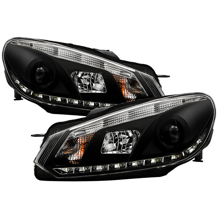 ( Spyder Signature ) Volkswagen Golf / GTI 10-13 Projector Headlights - Halogen Model Only ( Not Compatible With Xenon/HID Model ) - DRL - Black - High H1 (Included) - Low H7 (Included)