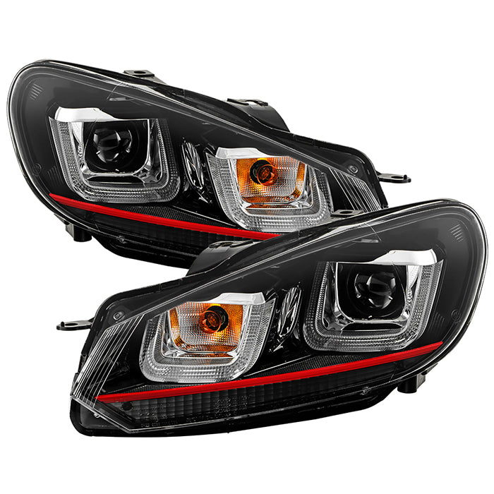 ( Spyder Signature ) Volkswagen Golf / GTI 10-13 Version 3 Projector Headlights - Halogen Model Only ( Not Compatible With Xenon/HID Model ) - Dual U DRL - Black