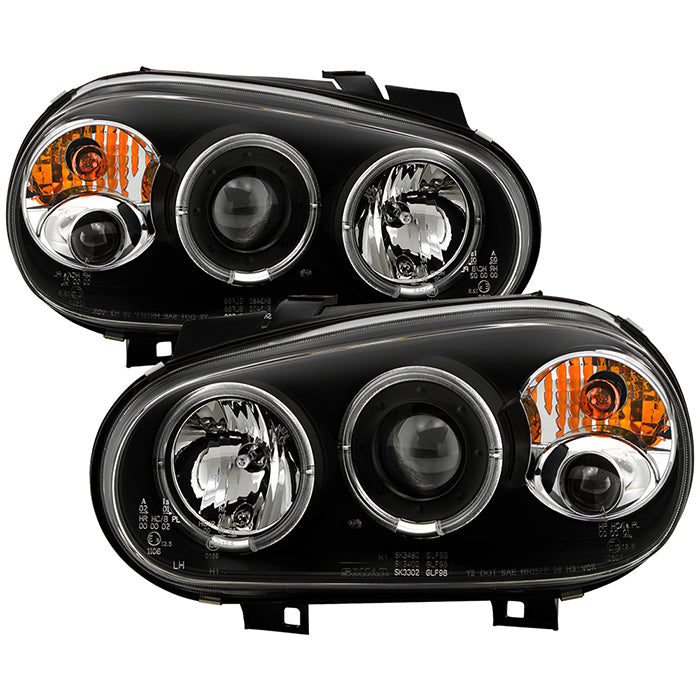 ( Spyder Signature ) Volkswagen Golf IV 99-05 Projector Headlights - LED Halo - Black - High H1 (Included) - Low H1 (Included)