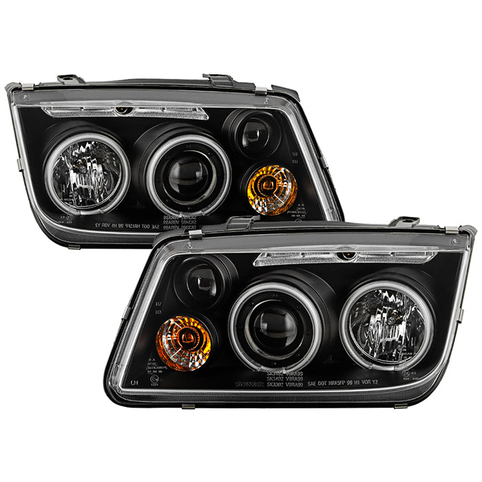 ( Spyder Signature ) Volkswagen Jetta 99-05 Projector Headlights (does not fit the Jetta 2.5) - CCFL Halo - Black - High H1 (Included) - Low H1 (Included)