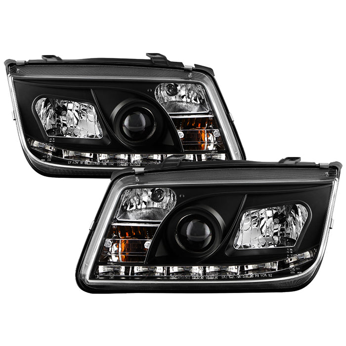 ( Spyder Signature ) Volkswagen Jetta 99-05 Projector Headlights (does not fit the Jetta 2.5) - DRL - Black - High H1 (Included) - Low H1 (Included)