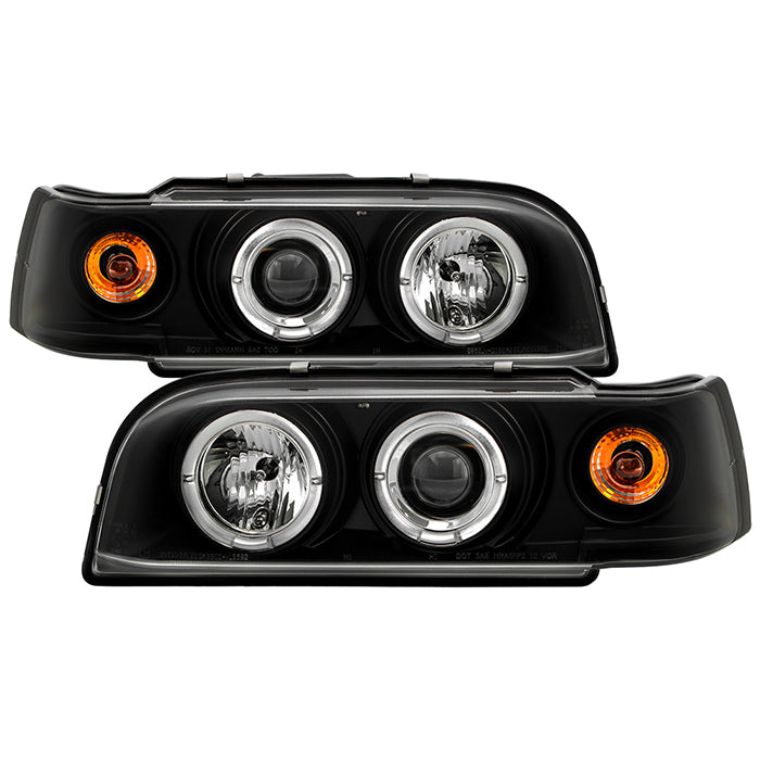 ( Spyder Signature ) Volvo 850 93-97 Projector Headlights - LED Halo - Black - High H1 (Included) - Low H1 (Included)